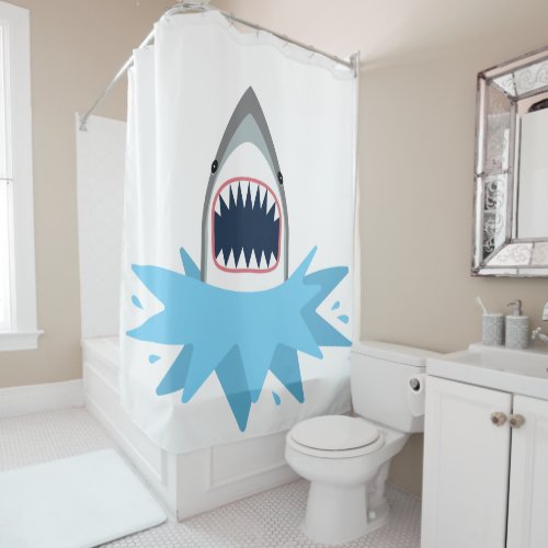 Great White Shark Cartoon Shower Curtain