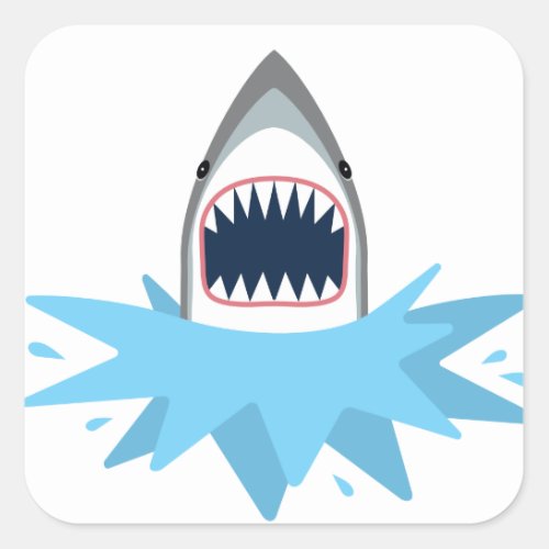 Great White Shark Cartoon Square Sticker
