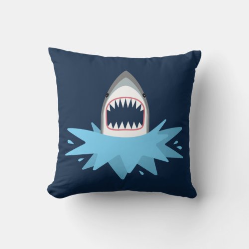 Great White Shark Cartoon Throw Pillow