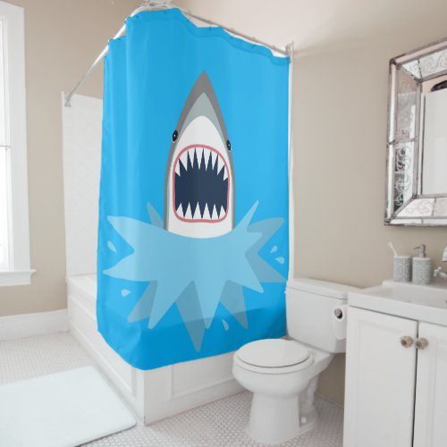 Great White Shark Chevron Splash Shower Curtain