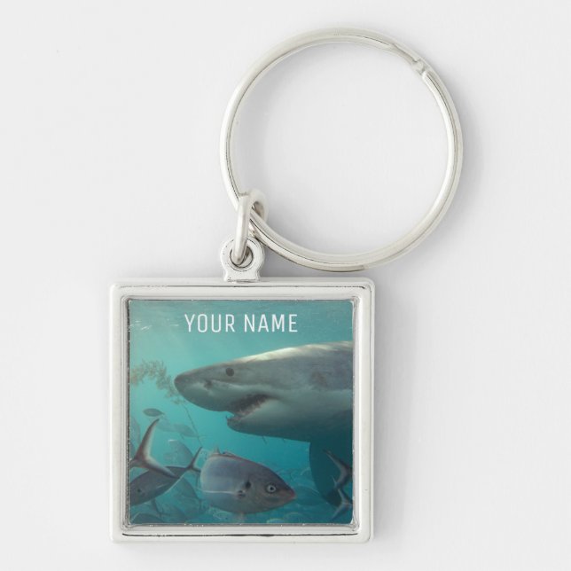 Great White Shark Close Up Underwater Australia Ke Keychain (Front)