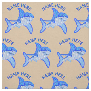 Great White Shark Colorful Sea Animal Custom Fabric