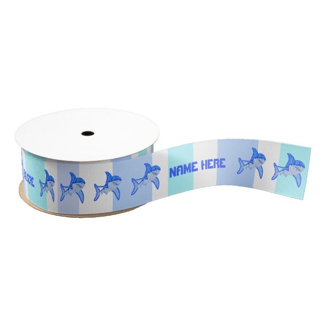 Great White Shark Colorful Sea Stripes Grosgrain Ribbon (Spool)