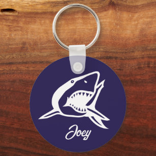 Great white shark drawing personalized keychain