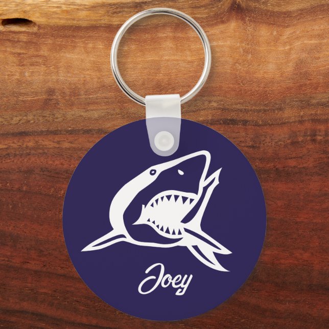 Great white shark drawing personalized keychain (Front)