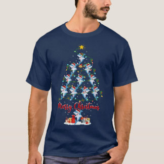 Great White Shark Fish Christmas Tree Light Funny  T-Shirt