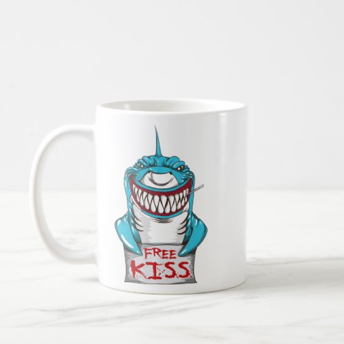 Great White Shark Free Kiss Shark Bite Teeth Bitin Coffee Mug