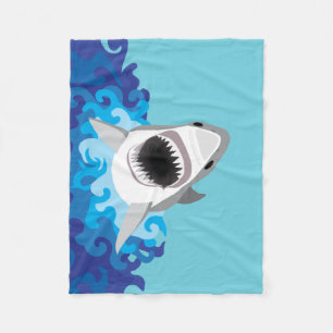 Great White Shark Funny Cartoon Fleece Blanket