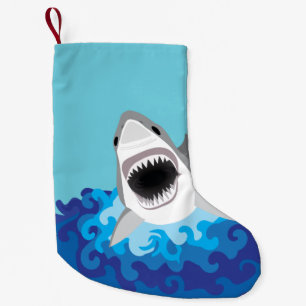 Great White Shark Funny Cartoon Small Christmas Stocking