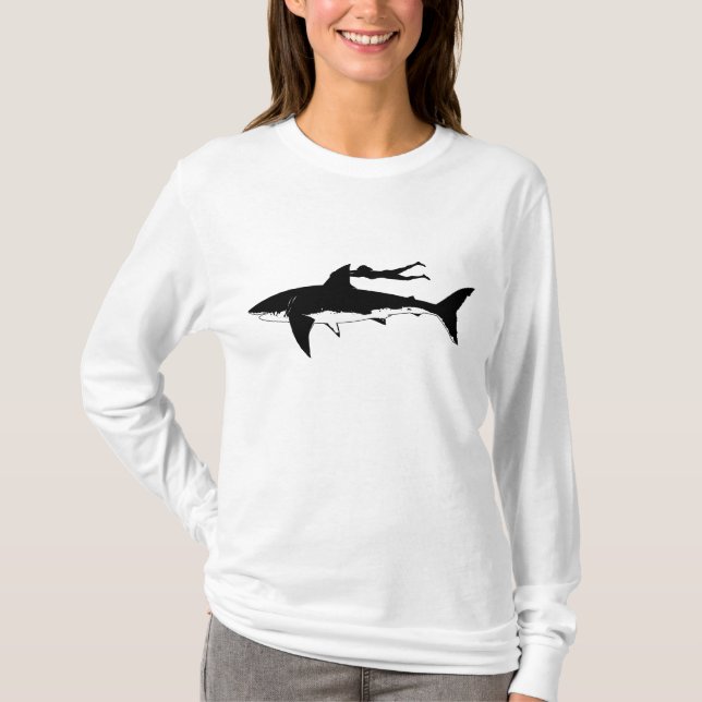 Great white shark gliding - on light background T-Shirt (Front)