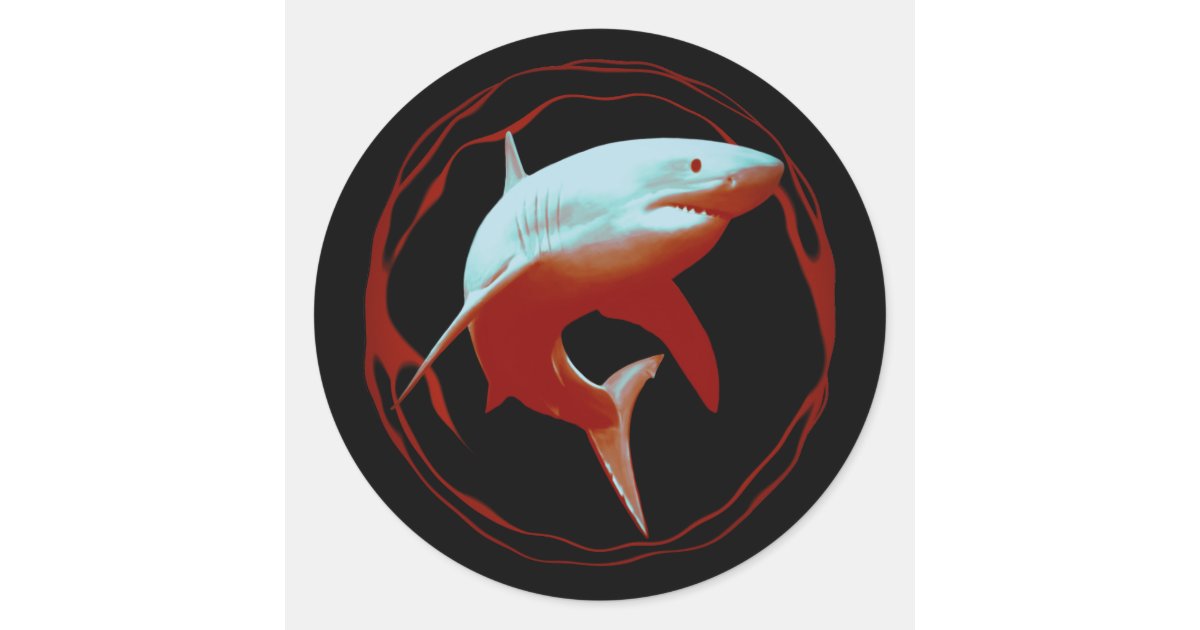Great White Shark Graphic Design Classic Round Sticker | Zazzle