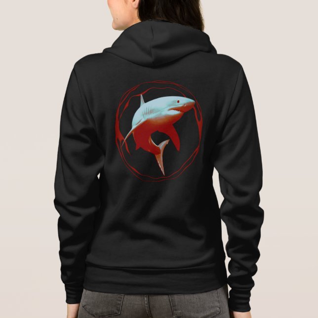 Great White Shark Graphic Design Hoodie (Back)