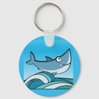 GREAT WHITE SHARK HAPPY CARTOON FISH FUN BLUE KEYC KEYCHAIN