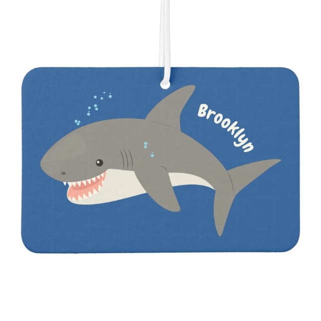 Great white shark happy cartoon illustration air freshener (Front)