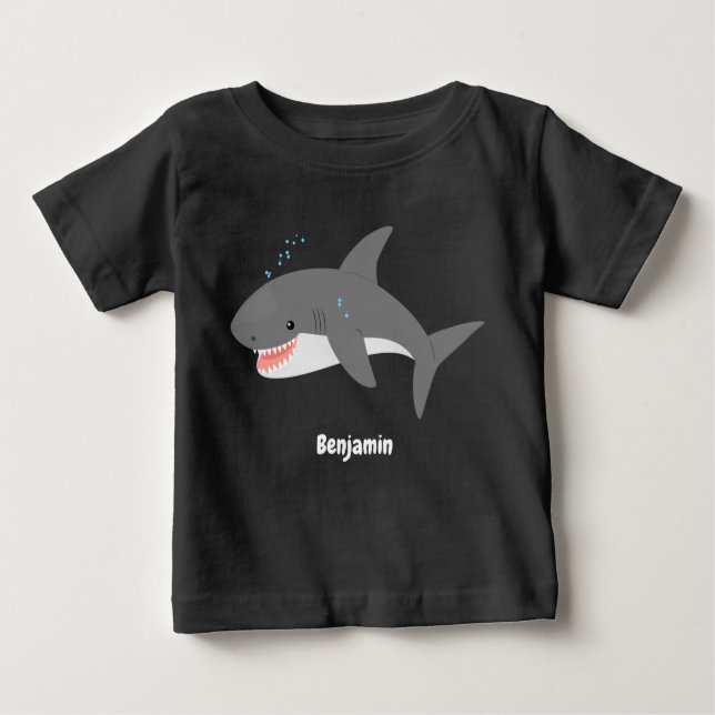 Great white shark happy cartoon illustration baby T-Shirt (Front)