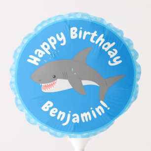 Great white shark happy cartoon illustration balloon