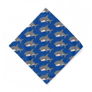 Great white shark happy cartoon illustration bandana
