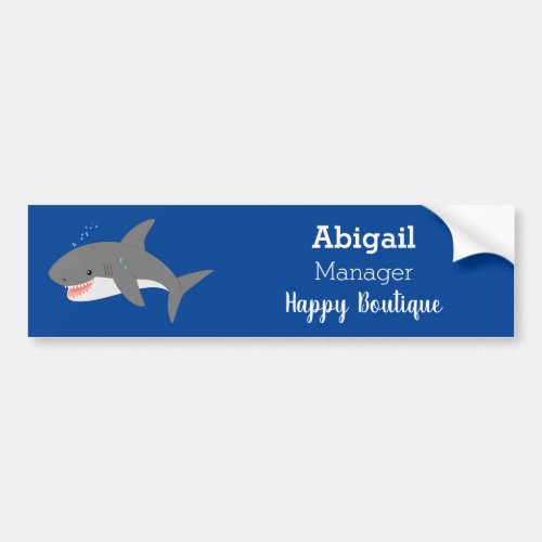 Great white shark happy cartoon illustration  bumper sticker