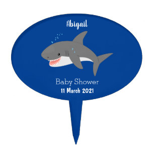Great white shark happy cartoon illustration cake topper