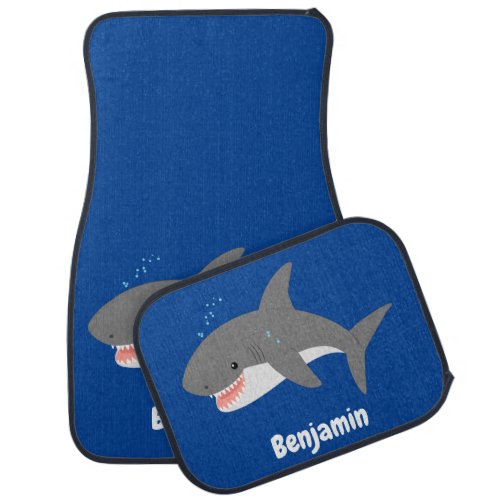 Great white shark happy cartoon illustration  car floor mat