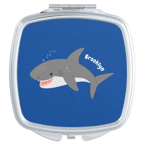 Great white shark happy cartoon illustration  compact mirror