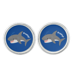 Great white shark happy cartoon illustration cufflinks