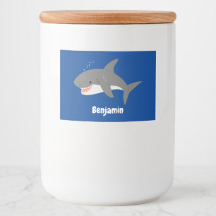 Great white shark happy cartoon illustration food label