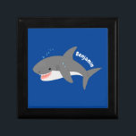 Great white shark happy cartoon illustration gift box<br><div class="desc">A happy,  hungry great white shark is swimming in the ocean. Drawn in cute cartoon illustration style on a blue background for a fun day!</div>