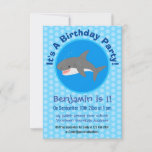 Great white shark happy cartoon illustration invitation