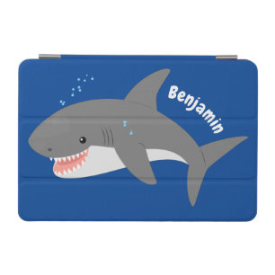 Great white shark happy cartoon illustration iPad mini cover