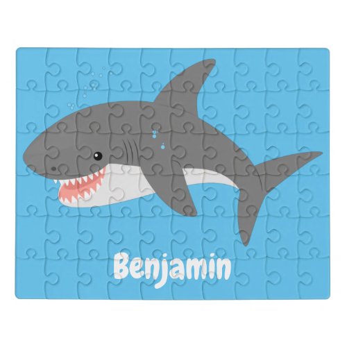 Great white shark happy cartoon illustration jigsaw puzzle