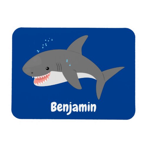 Great white shark happy cartoon illustration magnet