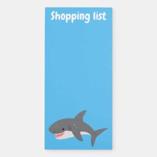 Great white shark happy cartoon illustration magnetic notepad