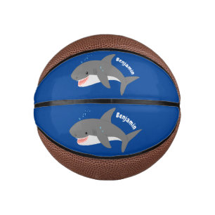 Great white shark happy cartoon illustration mini basketball