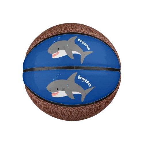 Great white shark happy cartoon illustration mini basketball