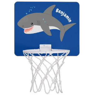 Great white shark happy cartoon illustration mini basketball hoop