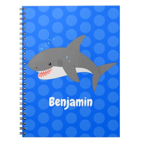 Great white shark happy cartoon illustration notebook