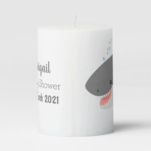 Great white shark happy cartoon illustration pillar candle