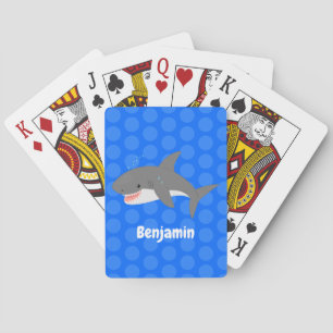 Great white shark happy cartoon illustration poker cards