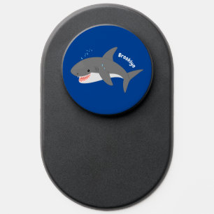 Great white shark happy cartoon illustration  PopSocket