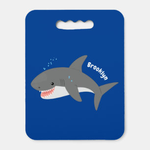 Great white shark happy cartoon illustration seat cushion