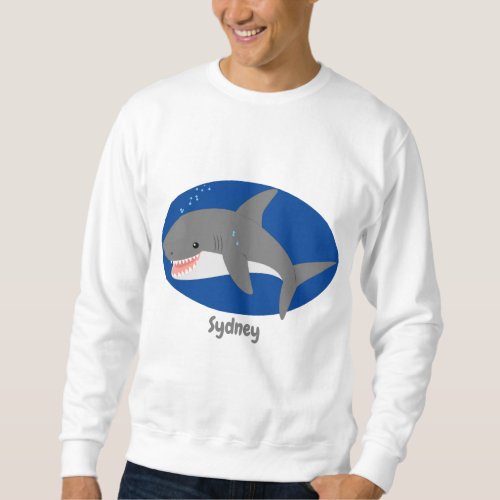 Great white shark happy cartoon illustration sweatshirt