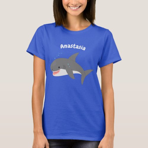 Great white shark happy cartoon illustration T_Shirt