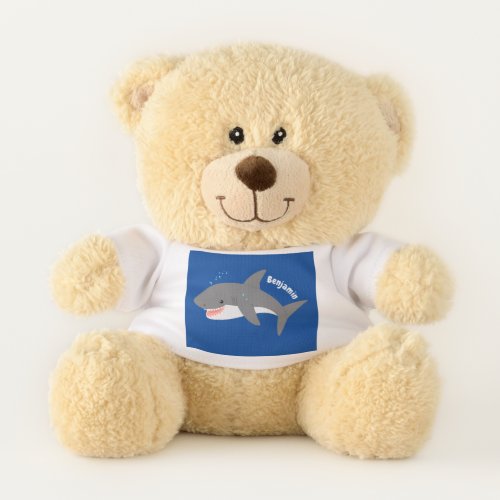 Great white shark happy cartoon illustration teddy bear