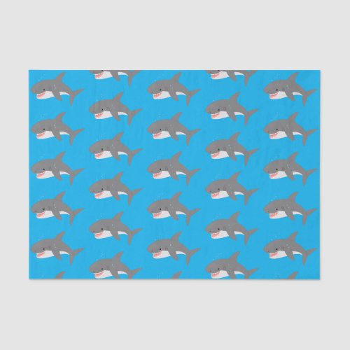 Great white shark happy cartoon illustration tissue paper