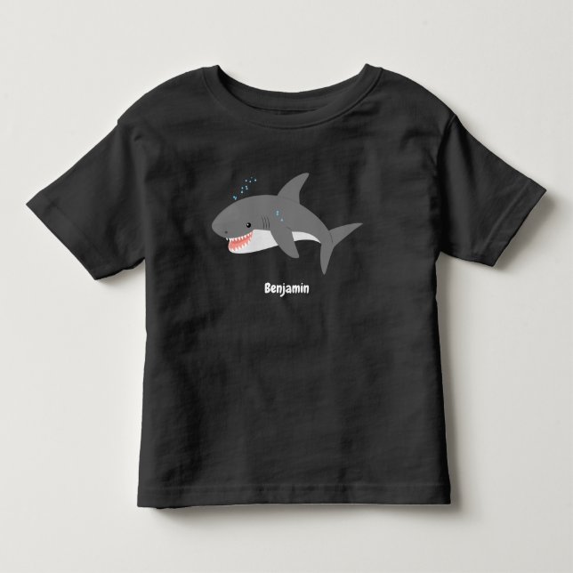 Great white shark happy cartoon illustration toddler t-shirt (Front)