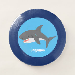 Great white shark happy cartoon illustration Wham-O frisbee