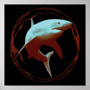 Great White Shark Illustration Poster