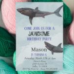 Great White Shark Jawsome Child's Birthday Invitation<br><div class="desc">This design was created though digital art. It may be personalized in the area provided by changing the photo and/or text. Or it can be customized by choosing the click to customize further option and delete or change the color the background, add text, change the text color or style, or...</div>