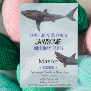 Great White Shark Jawsome Child's Birthday Invitation